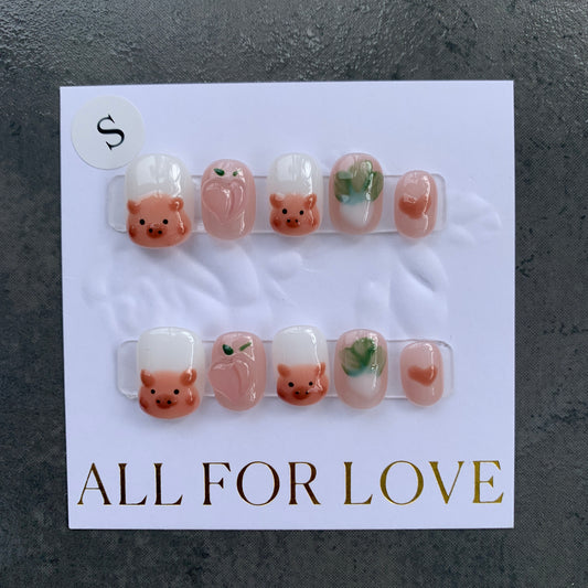 Coco Captivating Nails (A combination of baby pig, peach, vegetable, pink, white)