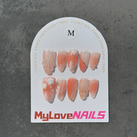 Pearlescent Floral Grace(Transparent pink, pearl, small flower)