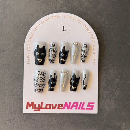 Black Cat Charm (black, cat, silver)