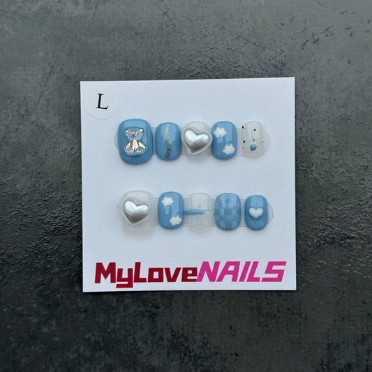 Zoe Blue Charm(Blue series, bear, white clouds, love)