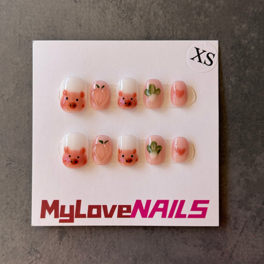 Coco Captivating Nails (A combination of baby pig, peach, vegetable, pink, white)